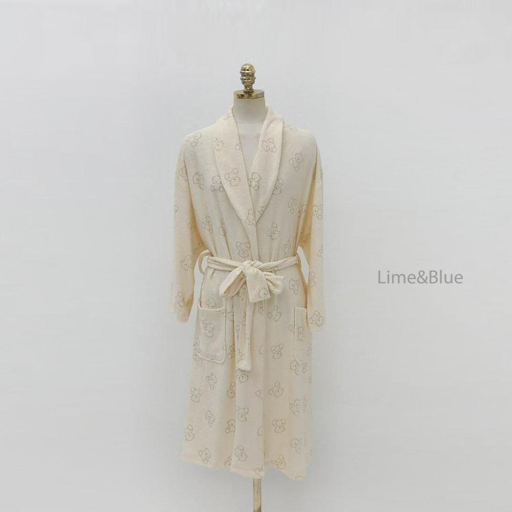 Lime&Blue 浴巾 라임앤블루 라인곰돌이테리가운(성인)-細節圖2