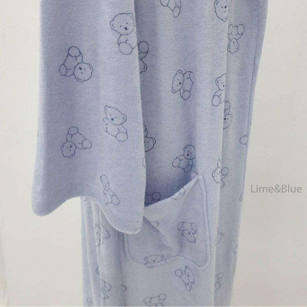 Lime&Blue 浴巾 라임앤블루 라인곰돌이테리가운(성인)-細節圖4