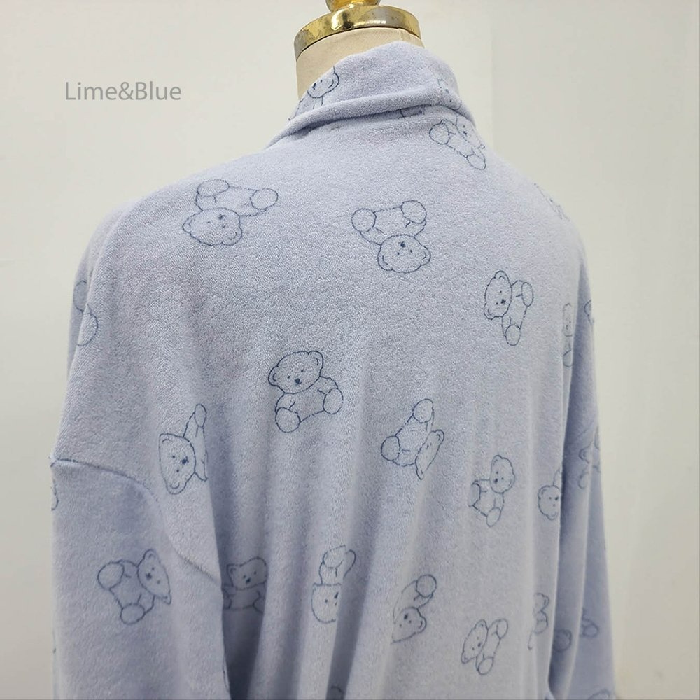 Lime&Blue 浴巾 라임앤블루 라인곰돌이테리가운(성인)-細節圖6