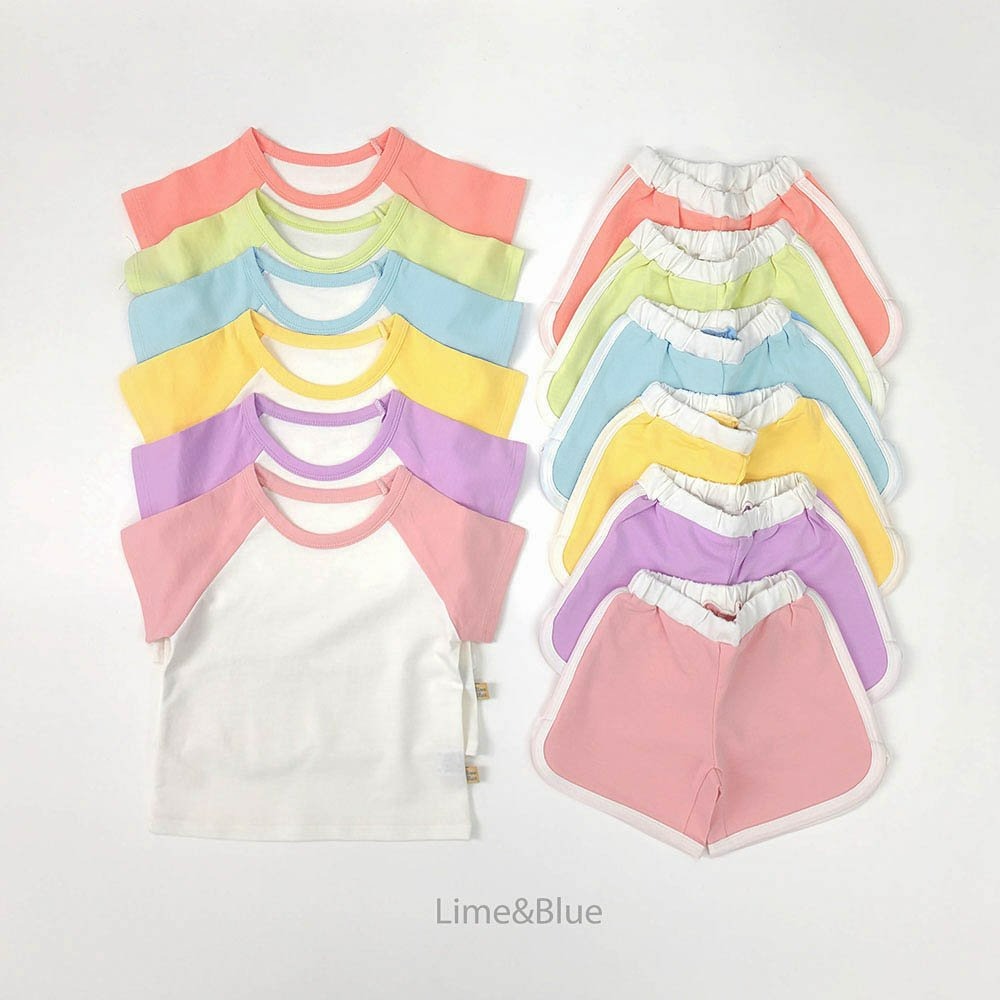 Lime&Blue 套裝 上下 라임앤블루 나그랑배색상하세트-細節圖2