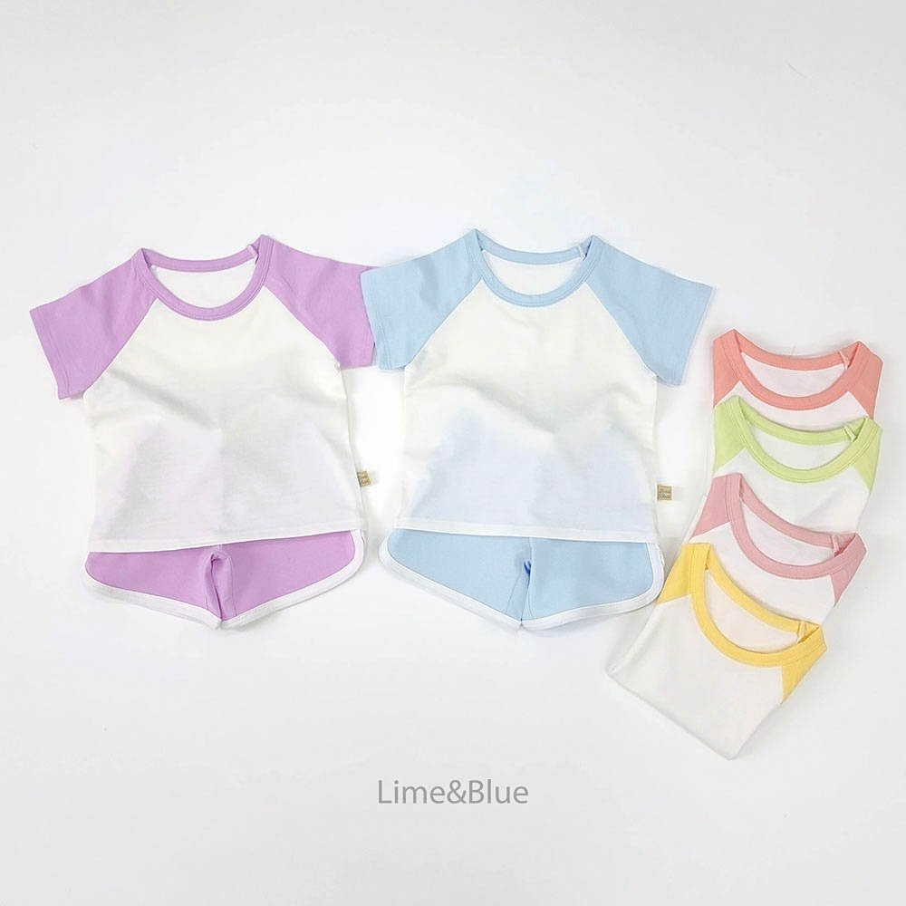 Lime&Blue 套裝 上下 라임앤블루 나그랑배색상하세트-細節圖3