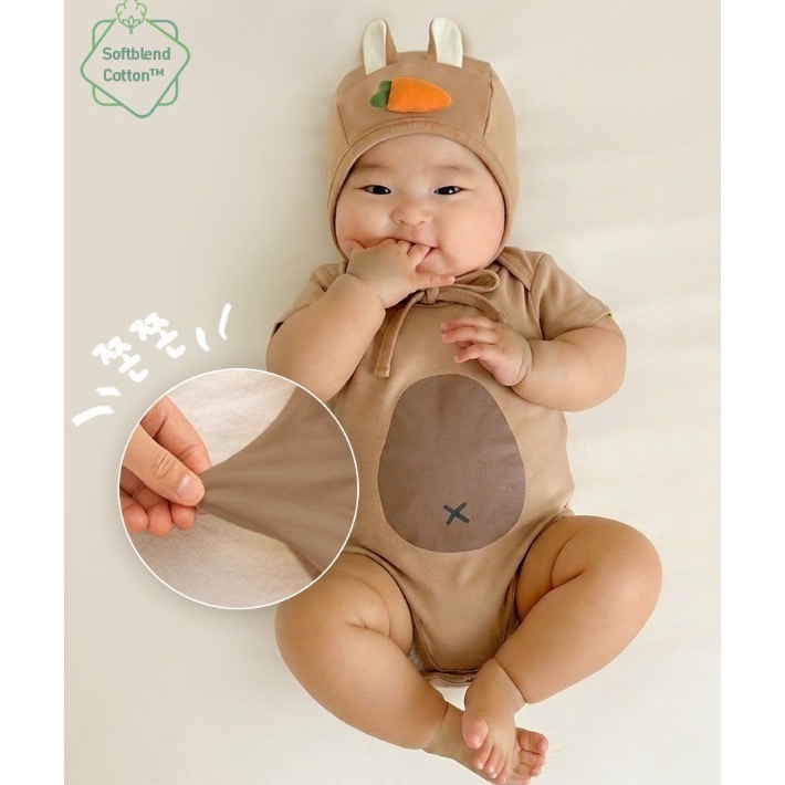 馬年新品 小馬胡蘿蔔包屁套裝(含帽) 純棉韓國製 말띠 당근말 바디수트-細節圖6