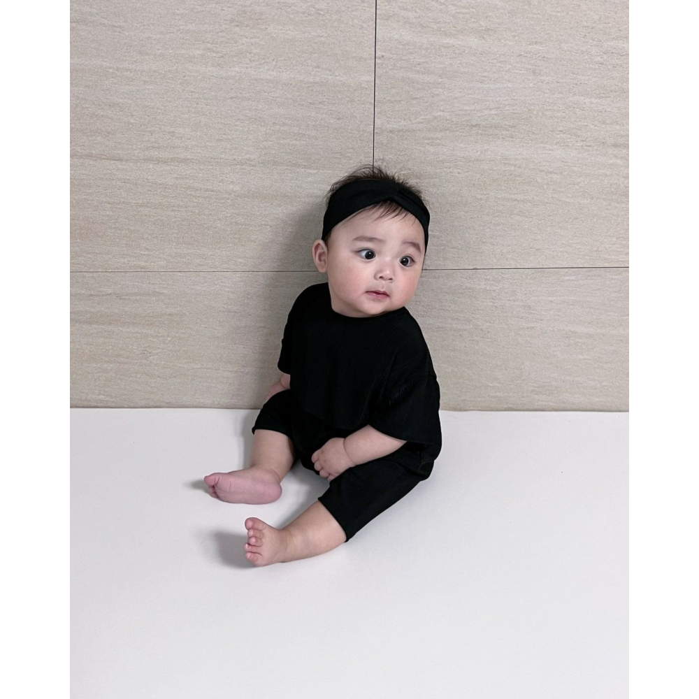 Moran 套裝 包屁衣+髮帶 모란 쿨플리츠슈트세트-細節圖6