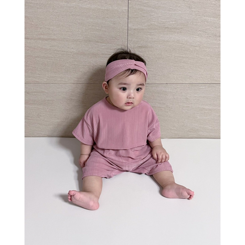 Moran 套裝 包屁衣+髮帶 모란 쿨플리츠슈트세트-細節圖7