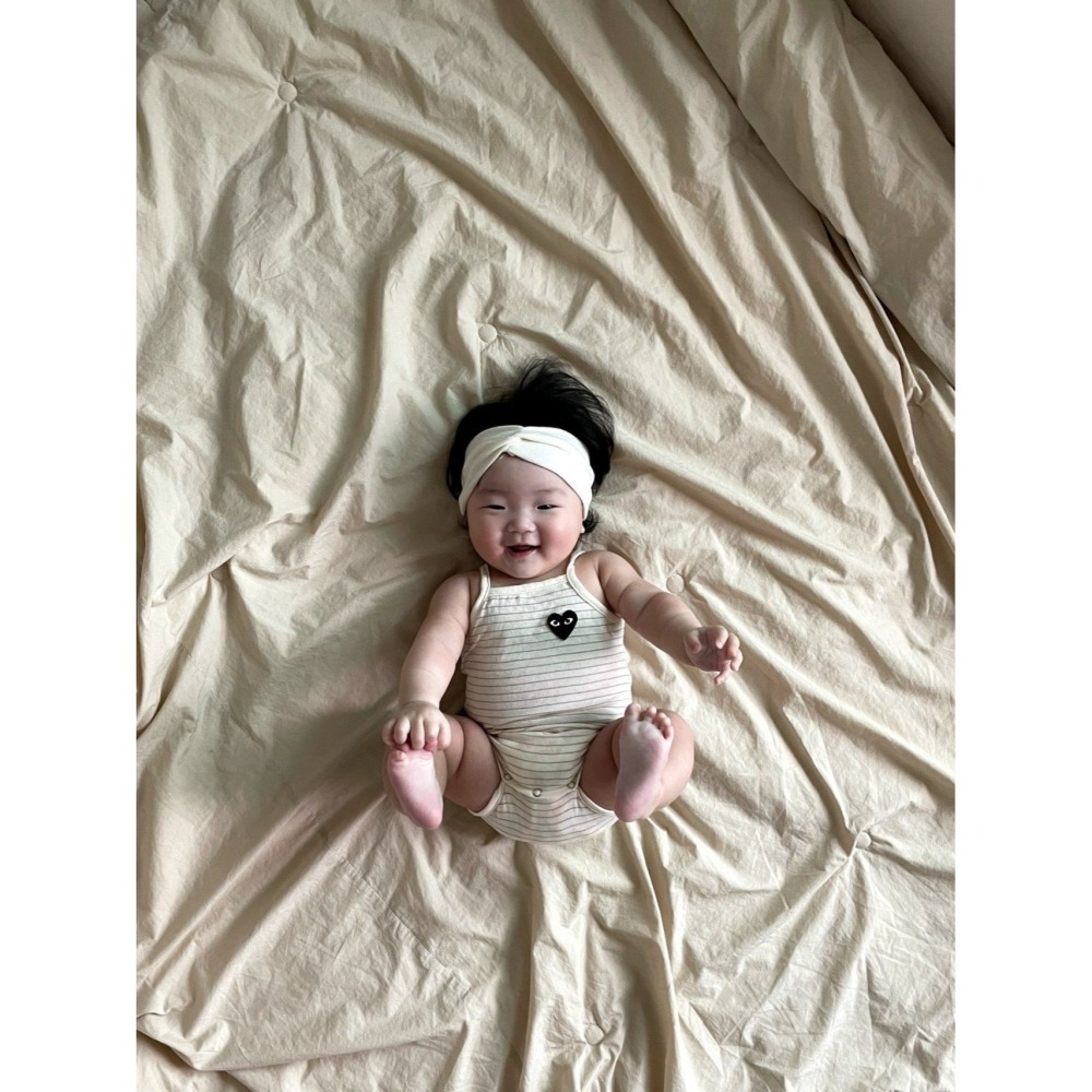 Moran 包屁衣 含髮帶 모란 심플슈트세트-細節圖2