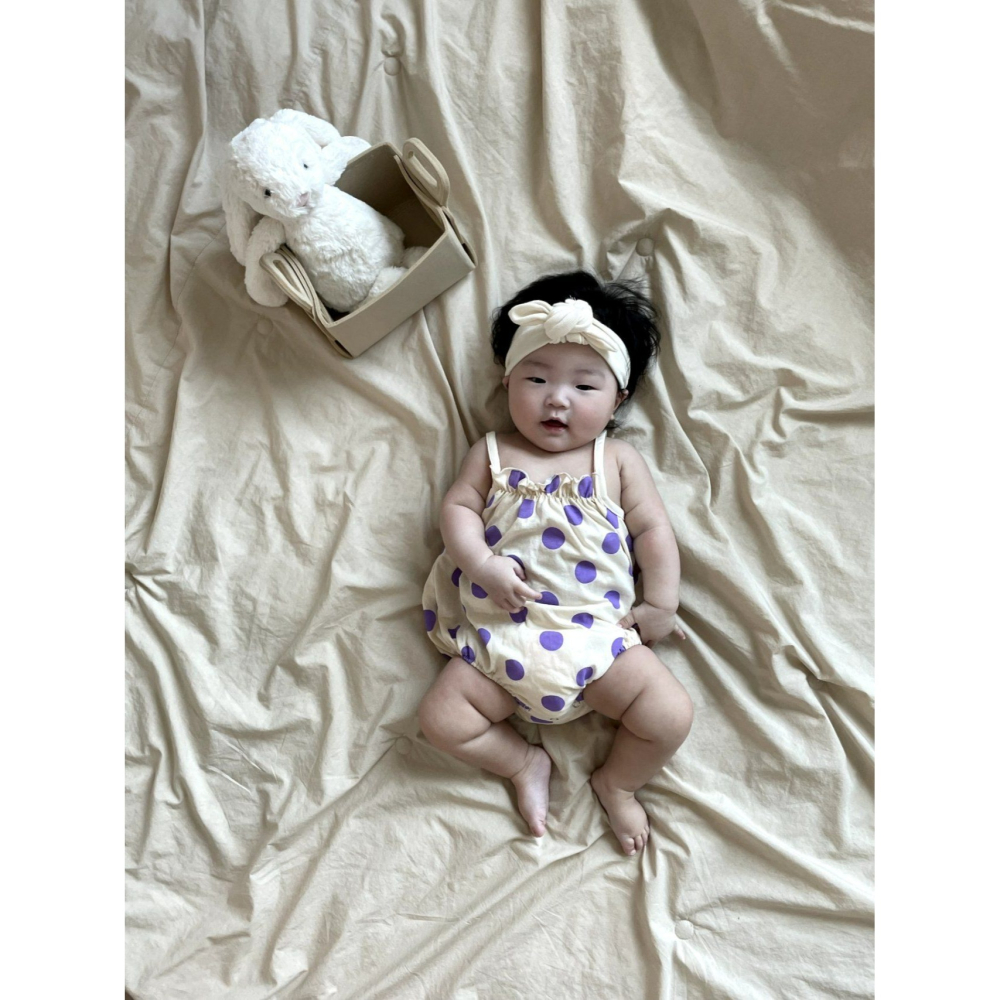 Moran 包屁衣 含髮帶 모란 방울방울슈트세트-細節圖3