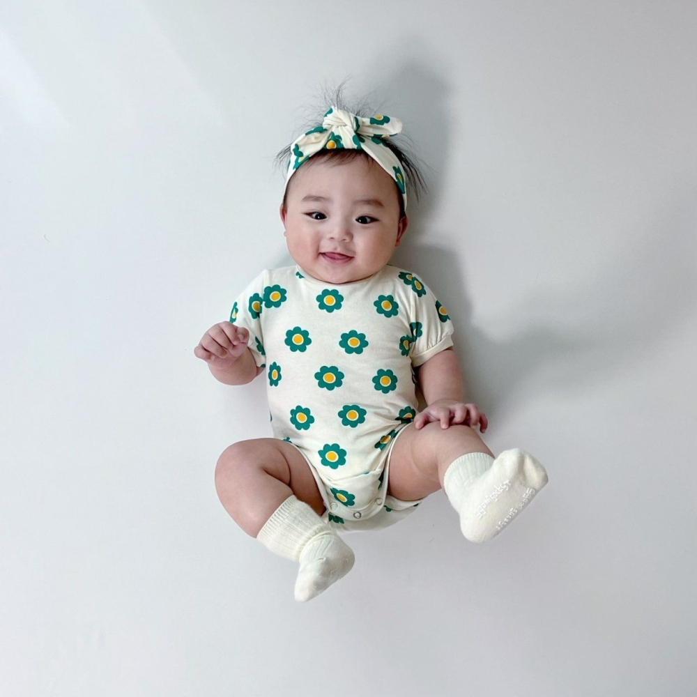 Moran 包屁衣 含髮帶 모란 몽몽꽃슈트세트-細節圖4