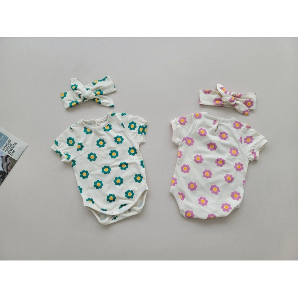 Moran 包屁衣 含髮帶 모란 몽몽꽃슈트세트-細節圖8