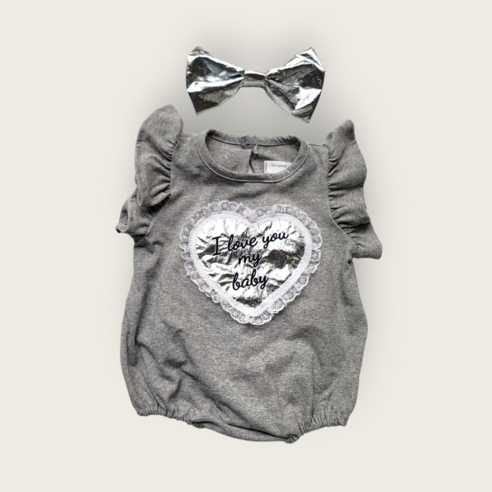 Moran 套裝 包屁衣+髮帶 모란 레이스하트슈트세트-細節圖2