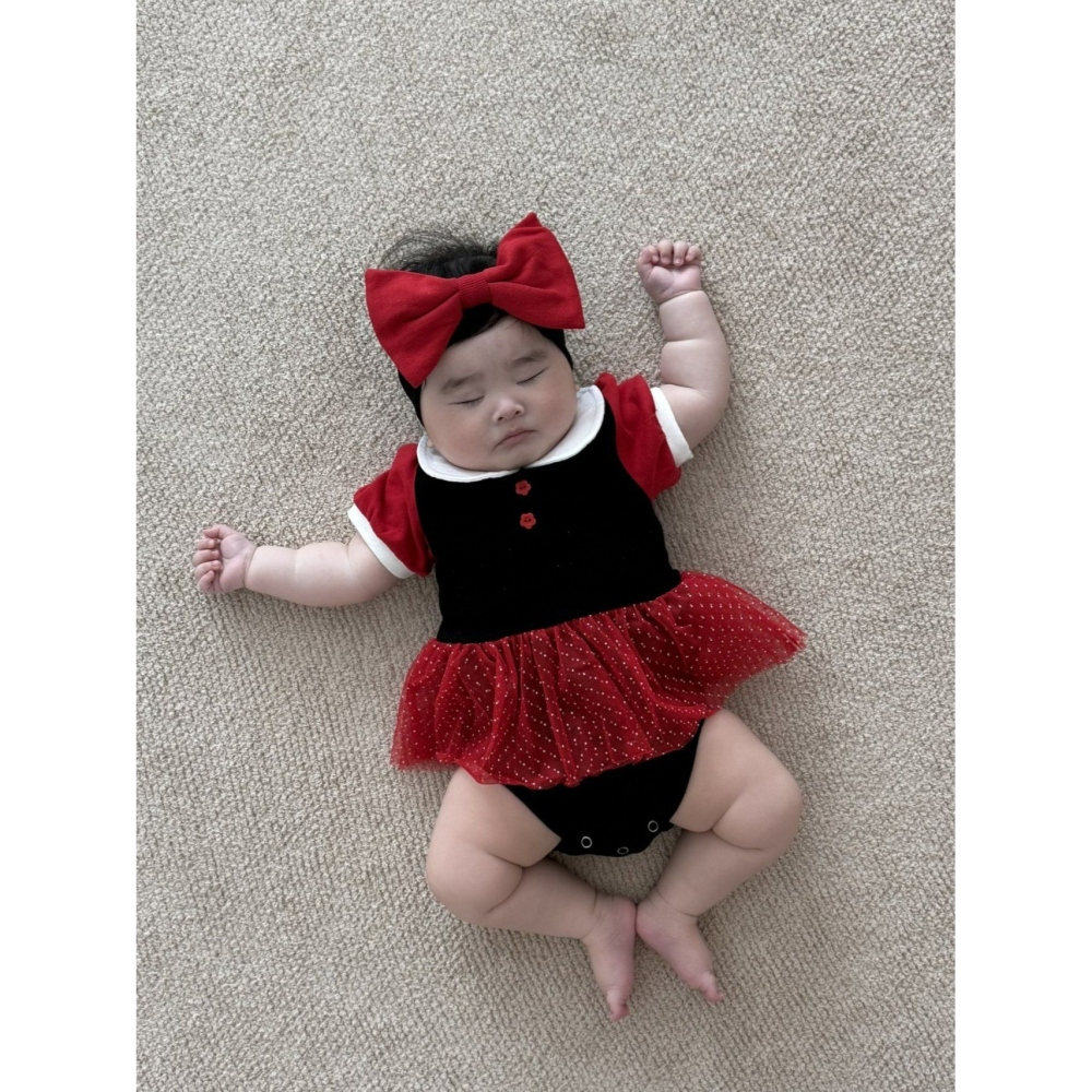 Moran 套裝 包屁衣+髮帶 모란 공주슈트세트-細節圖3