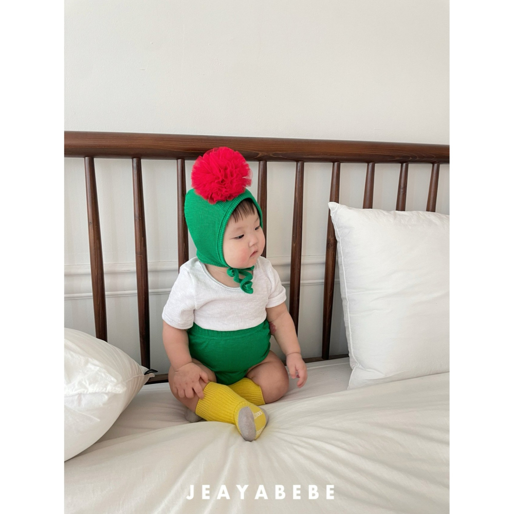 Jeaya 套裝 屁屁褲+帽子 재야 베베카네이션세트(블루머+보넷세트)-細節圖2