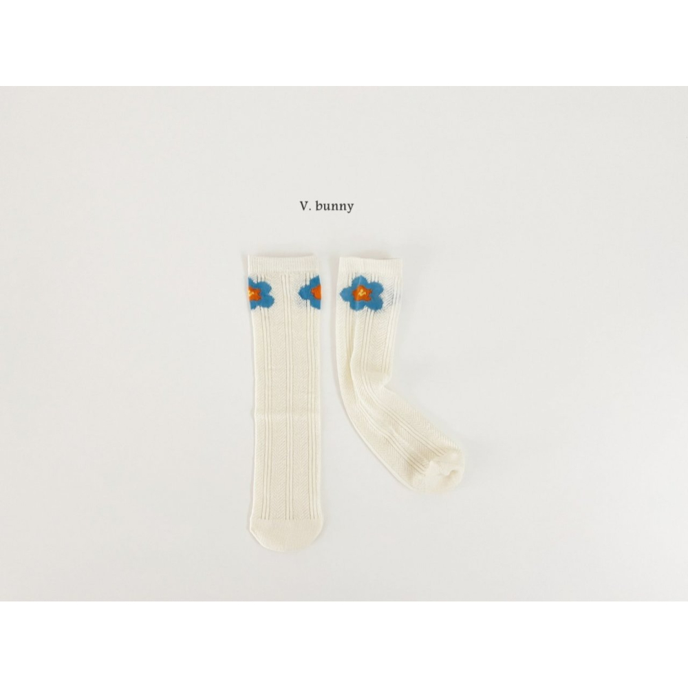 V.bunny 襪子 바닐라버니 파란꽃양말세트-細節圖6