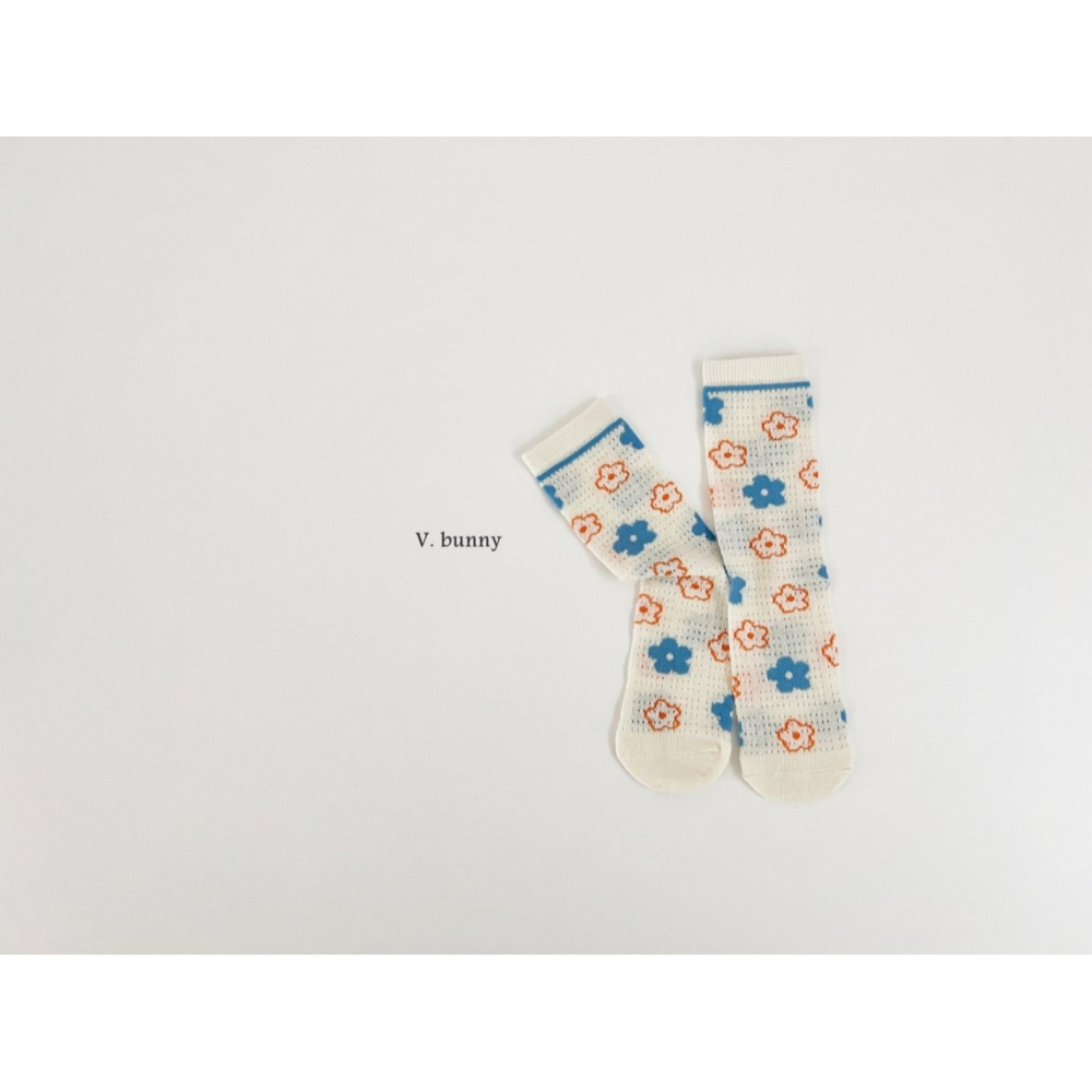V.bunny 襪子 바닐라버니 파란꽃양말세트-細節圖8