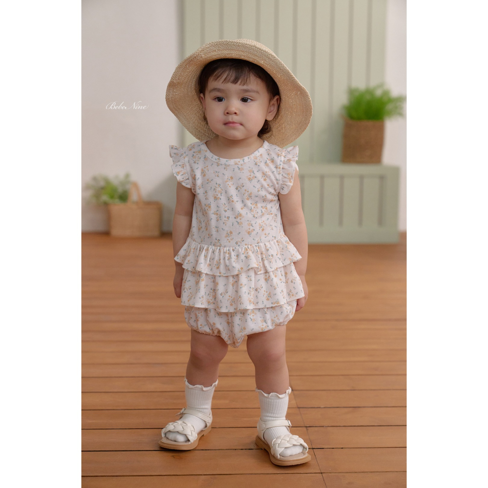 Bebenine 套裝 屁屁褲+上衣 베베나인 플라워블루머세트-細節圖2