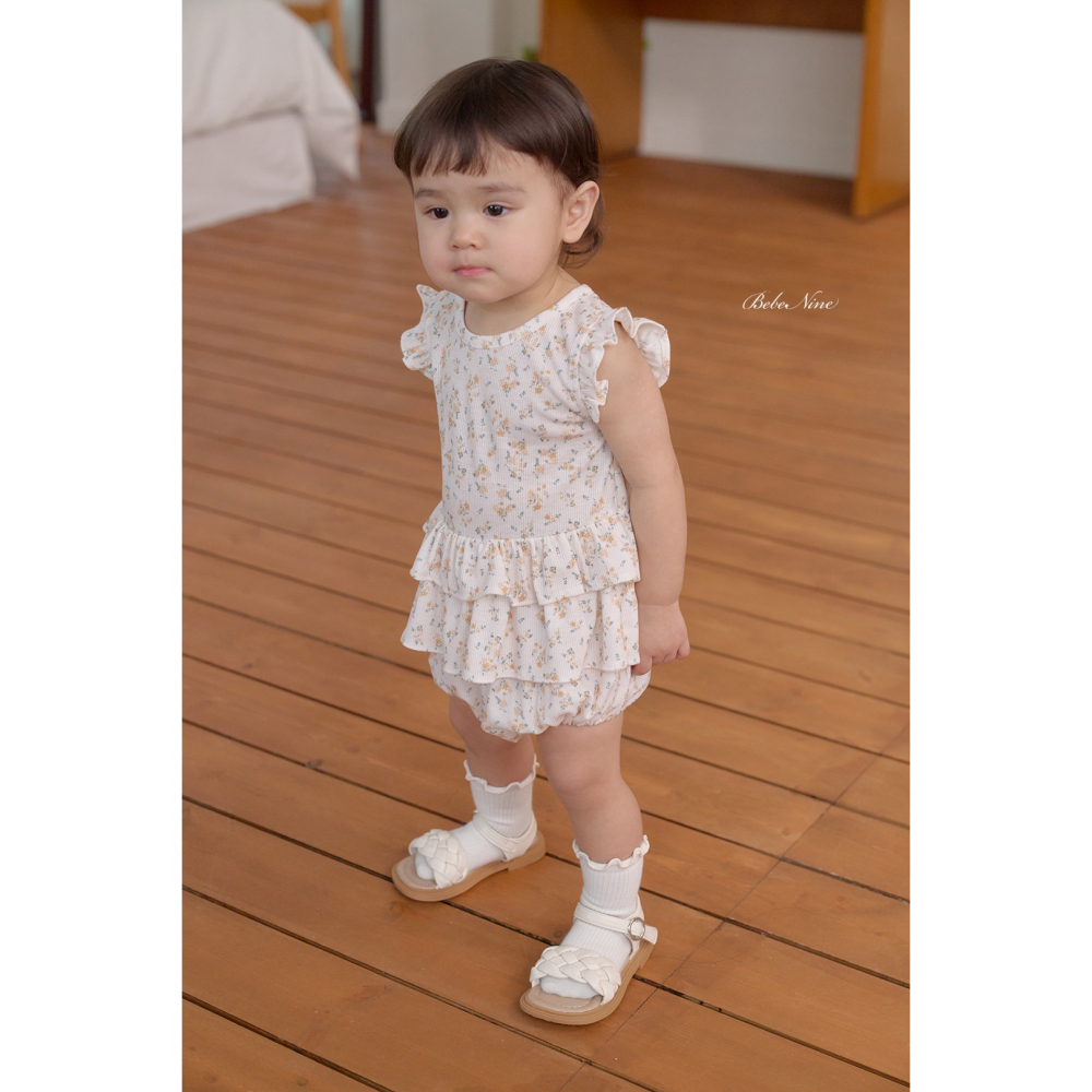 Bebenine 套裝 屁屁褲+上衣 베베나인 플라워블루머세트-細節圖3