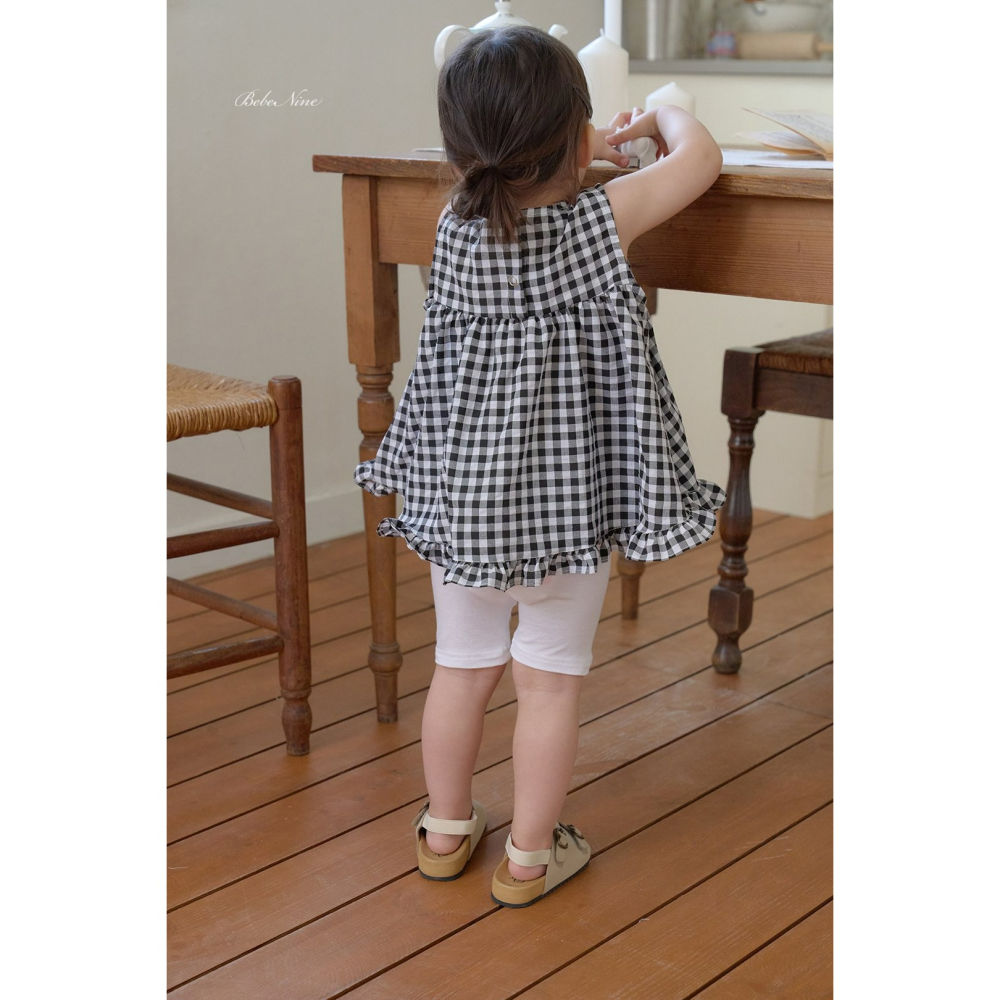 Bebenine 上衣 베베나인 체크프릴블라우스-細節圖7