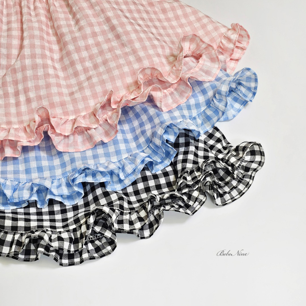 Bebenine 上衣 베베나인 체크프릴블라우스-細節圖9