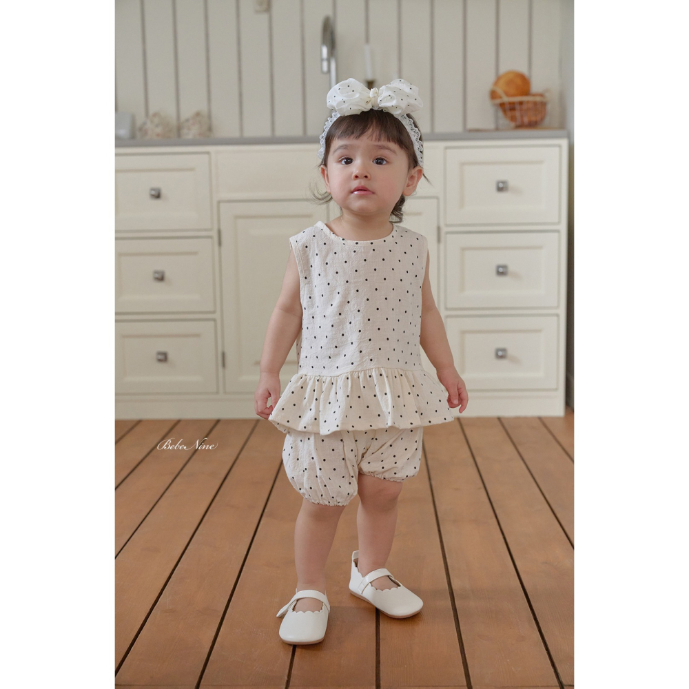 Bebenine 套裝 屁屁褲+上衣 베베나인 도트블루머세트-細節圖2