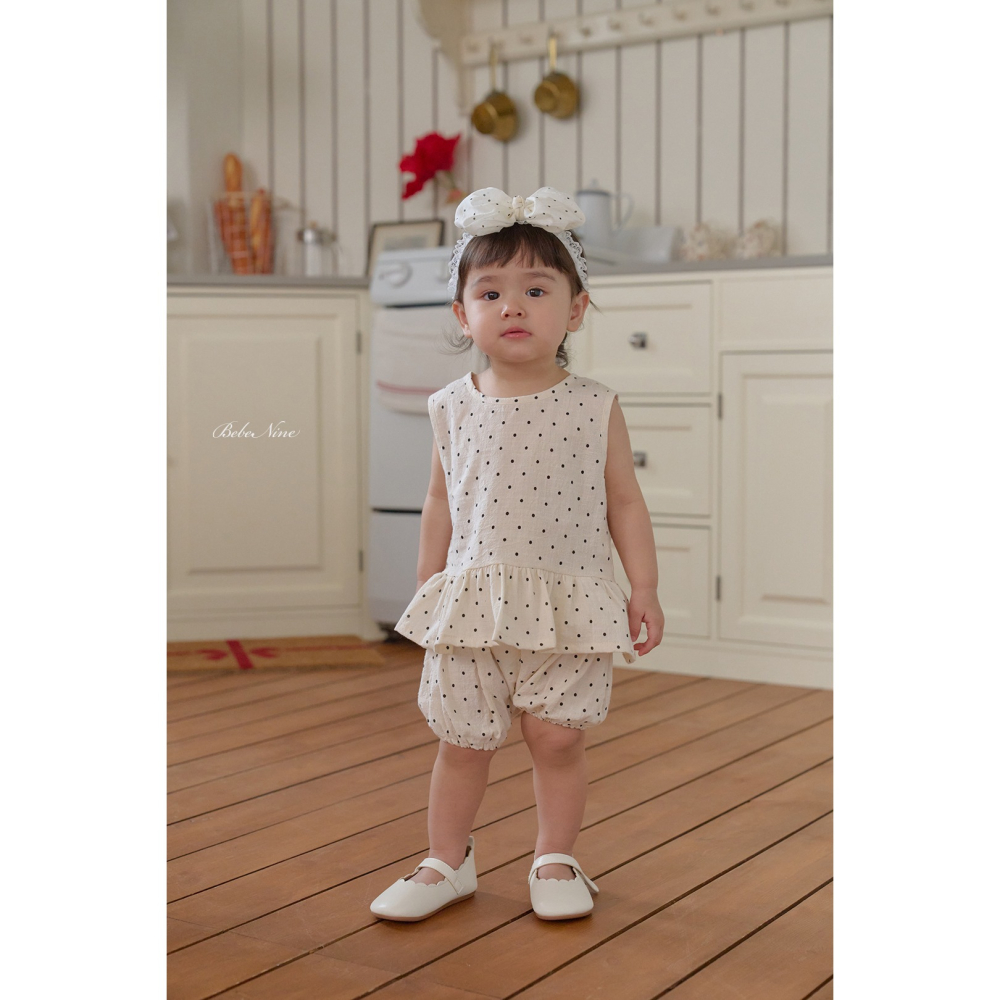 Bebenine 套裝 屁屁褲+上衣 베베나인 도트블루머세트-細節圖3
