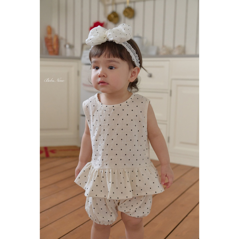 Bebenine 套裝 屁屁褲+上衣 베베나인 도트블루머세트-細節圖4