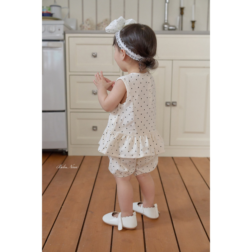 Bebenine 套裝 屁屁褲+上衣 베베나인 도트블루머세트-細節圖5