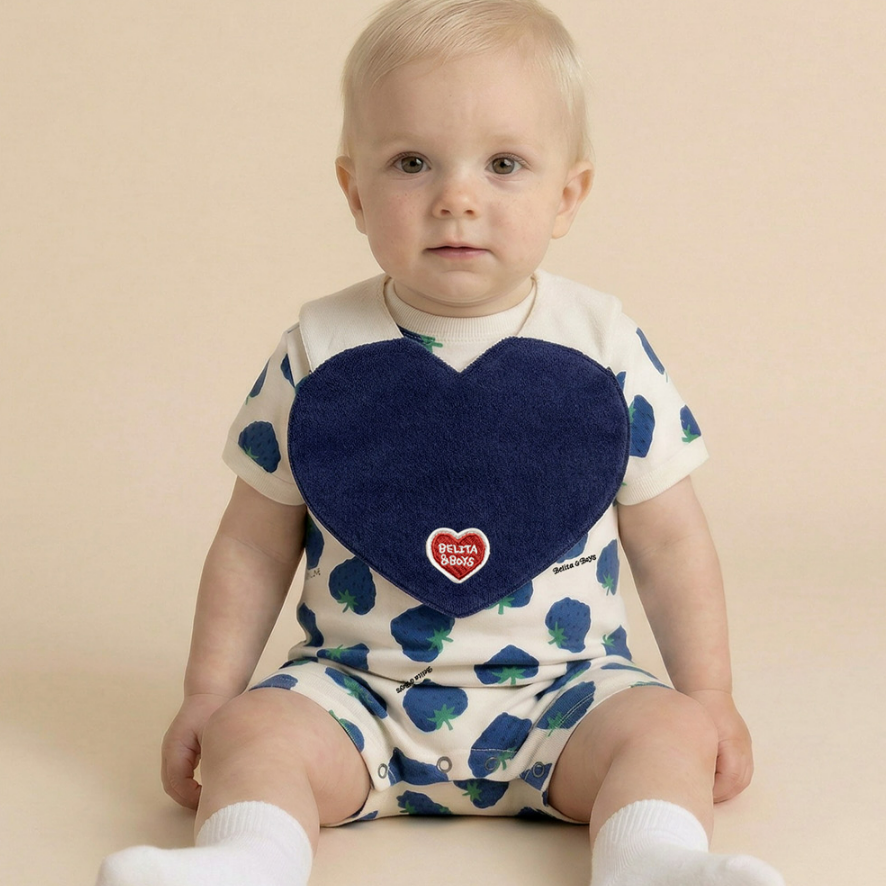 韓國百貨品牌 Belita&Boys 愛心圍兜 벨리타앤보이즈 Heart Terry Bib-細節圖2