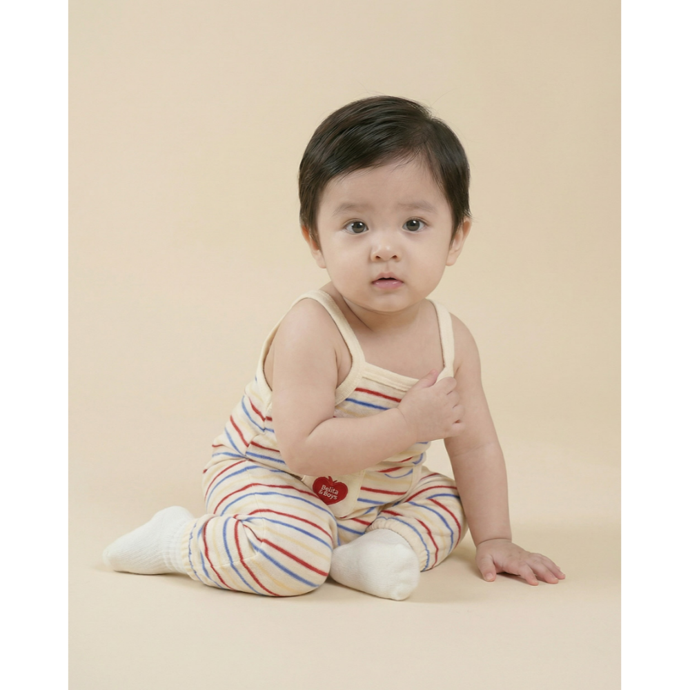 韓國百貨品牌 Belita&Boys 吊帶褲 벨리타앤보이즈 Rainbow Stripe Overall-細節圖2