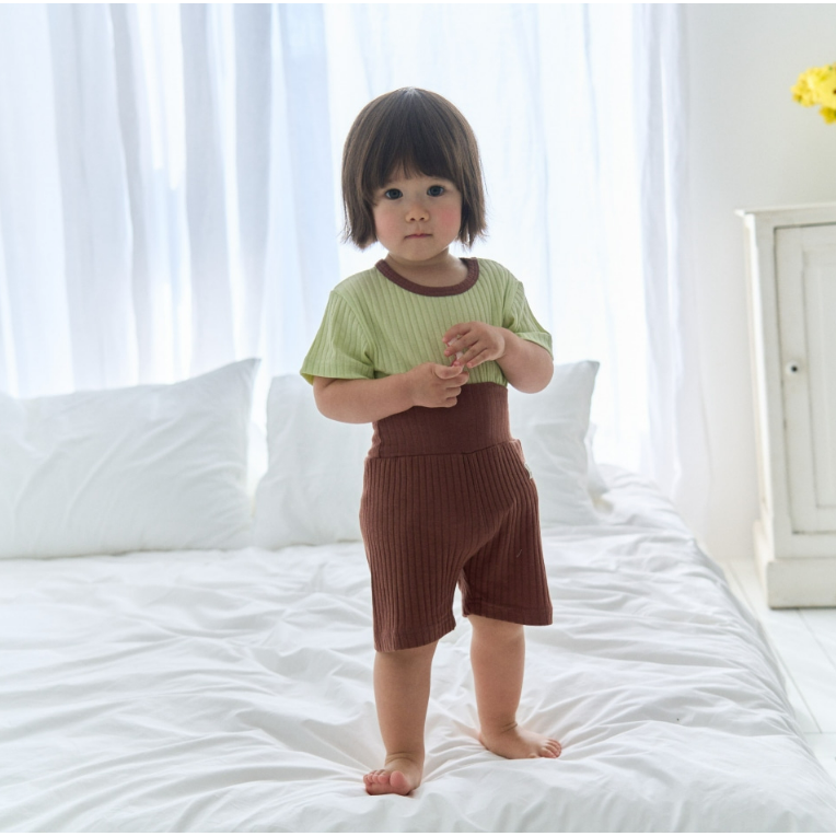 韓國製 撞色夏季室內服套裝 (短袖+短褲)  杜拜巧克力款-細節圖4