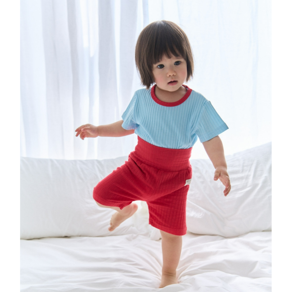 韓國製 撞色夏季室內服套裝 (短袖+短褲)  杜拜巧克力款-細節圖6