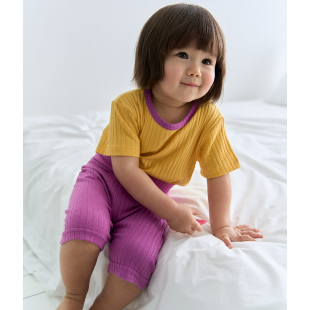 韓國製 撞色夏季室內服套裝 (短袖+短褲)  杜拜巧克力款-細節圖10