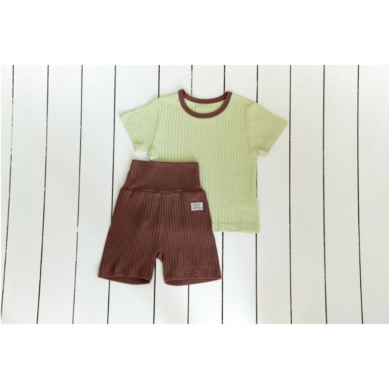 韓國製 撞色夏季室內服套裝 (短袖+短褲)  杜拜巧克力款-規格圖11