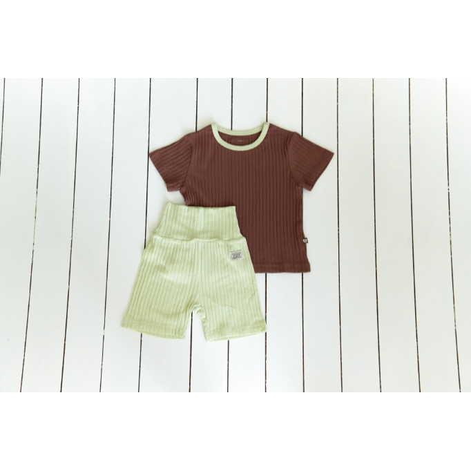 韓國製 撞色夏季室內服套裝 (短袖+短褲)  杜拜巧克力款-規格圖11