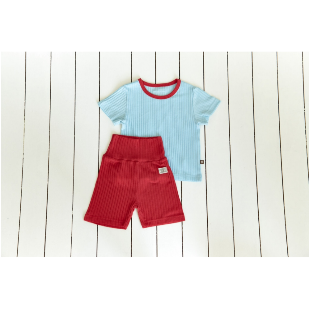 韓國製 撞色夏季室內服套裝 (短袖+短褲)  杜拜巧克力款-規格圖11