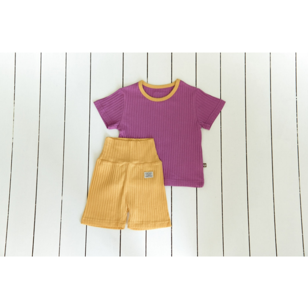 韓國製 撞色夏季室內服套裝 (短袖+短褲)  杜拜巧克力款-規格圖11