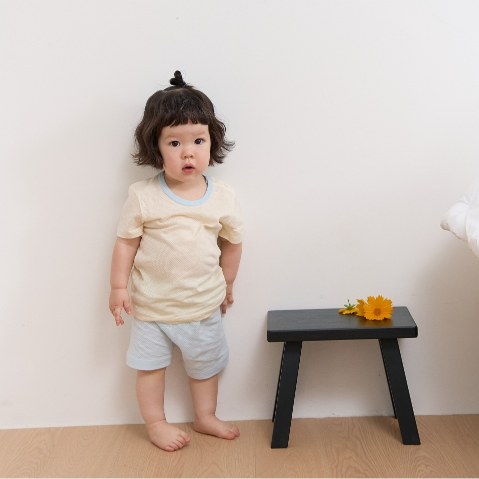 韓國製 馬卡龍夏季室內服套裝 (網眼) 短袖+短褲-細節圖5