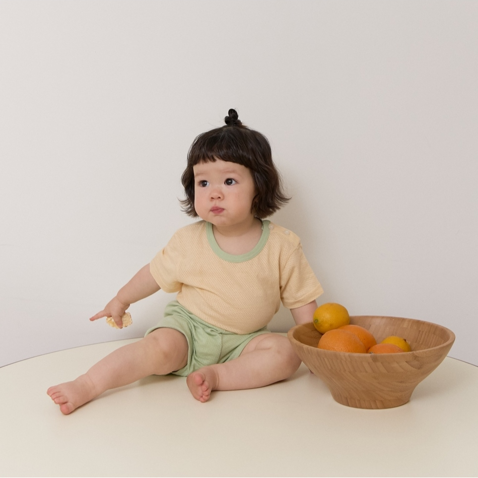 韓國製 馬卡龍夏季室內服套裝 (網眼) 短袖+短褲-細節圖7