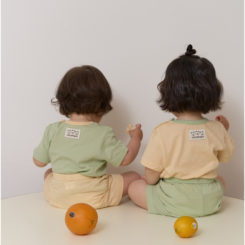 韓國製 馬卡龍夏季室內服套裝 (網眼) 短袖+短褲-細節圖8