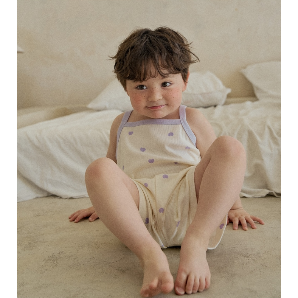 韓國製 撞色夏季室內服套裝 (背心+短褲)-細節圖2