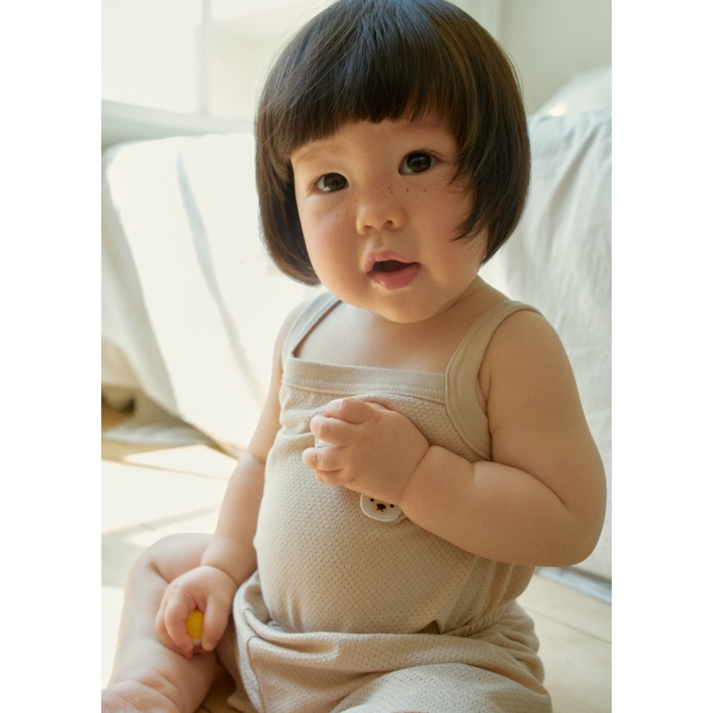 韓國製 馬卡龍夏季室內服套裝 (網眼) 背心+短褲-細節圖2