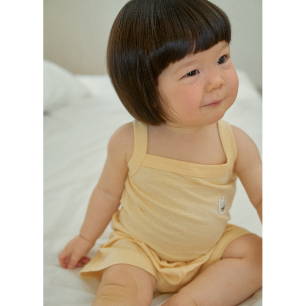 韓國製 馬卡龍夏季室內服套裝 (網眼) 背心+短褲-細節圖3