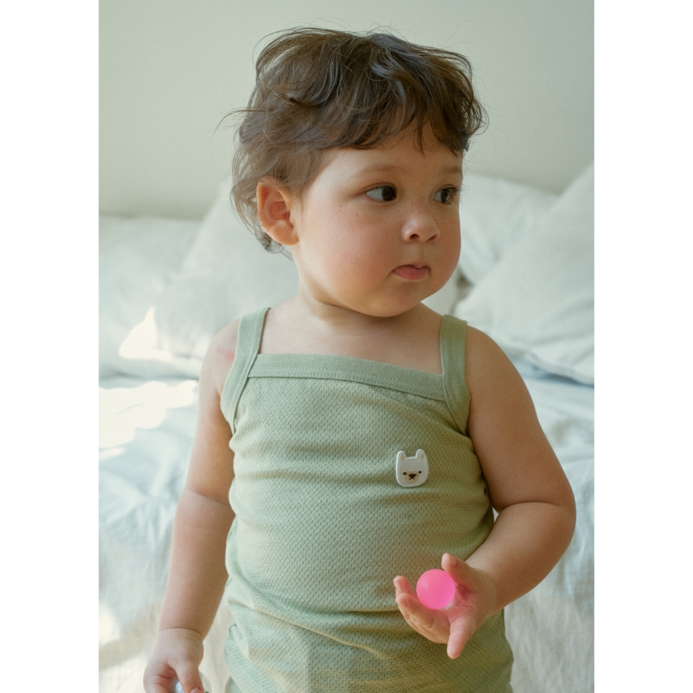 韓國製 馬卡龍夏季室內服套裝 (網眼) 背心+短褲-細節圖4