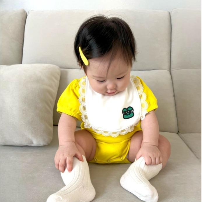 韓國製 小葵寶寶 套裝三件組 (包屁衣+圍兜+髮帶)-細節圖3