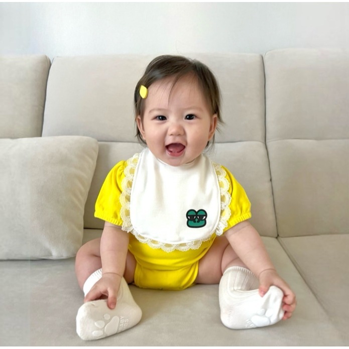 韓國製 小葵寶寶 套裝三件組 (包屁衣+圍兜+髮帶)-細節圖4