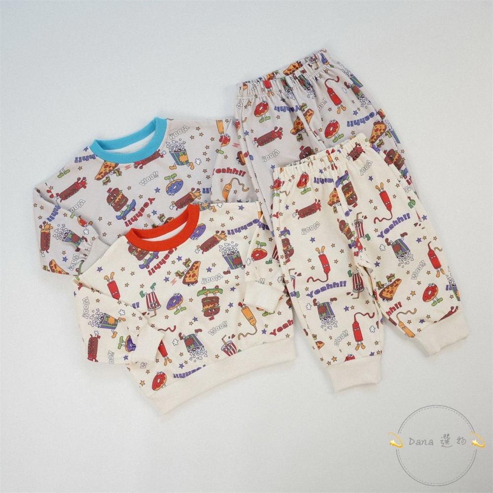 ⚡️Dana 選物⚡️卡通歐美風披薩滿版兩件套裝-細節圖3