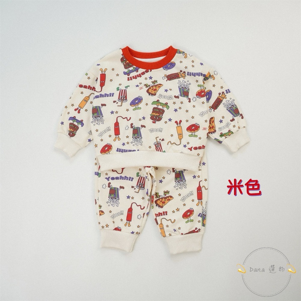 ⚡️Dana 選物⚡️卡通歐美風披薩滿版兩件套裝-規格圖5