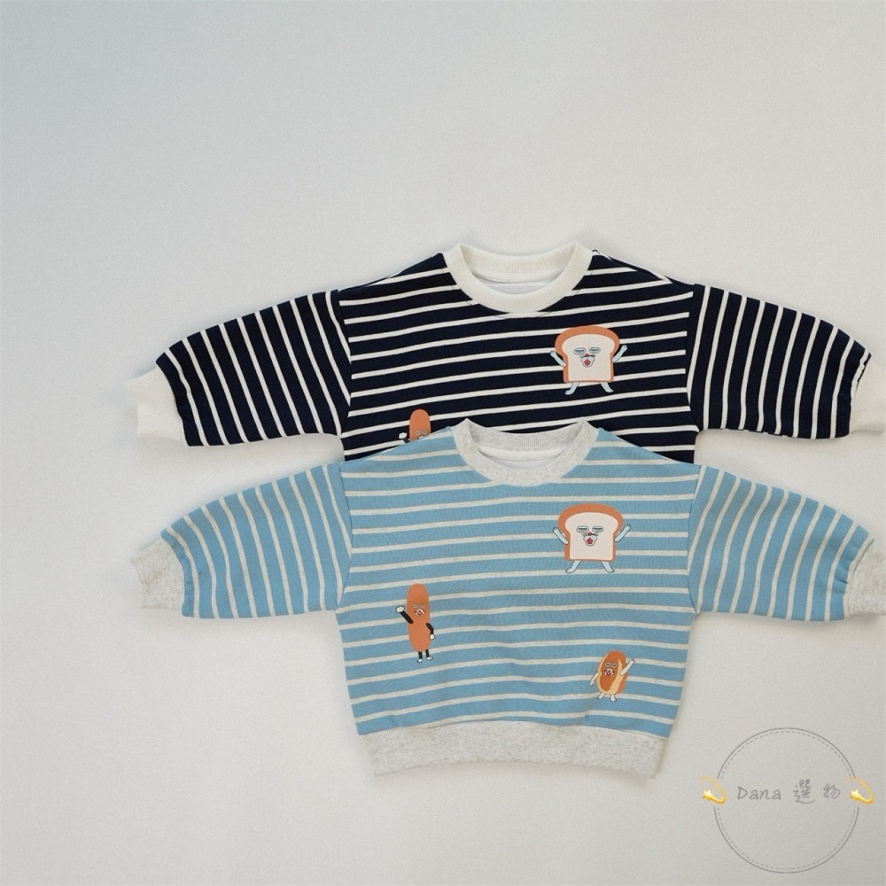 ⚡️Dana 選物⚡️新款條紋麵包圓領上衣-細節圖2