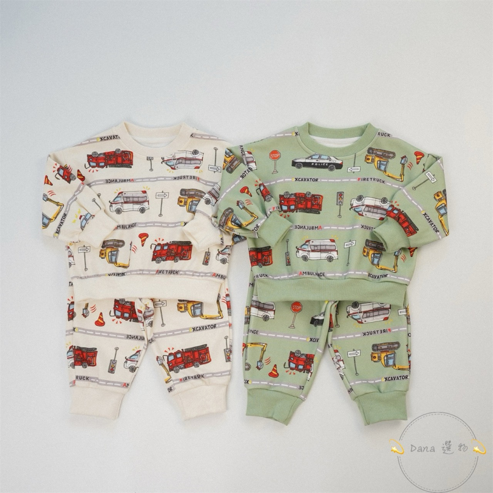 ⚡️Dana 選物⚡️秋季新款卡通汽車滿版兩件套裝-細節圖3