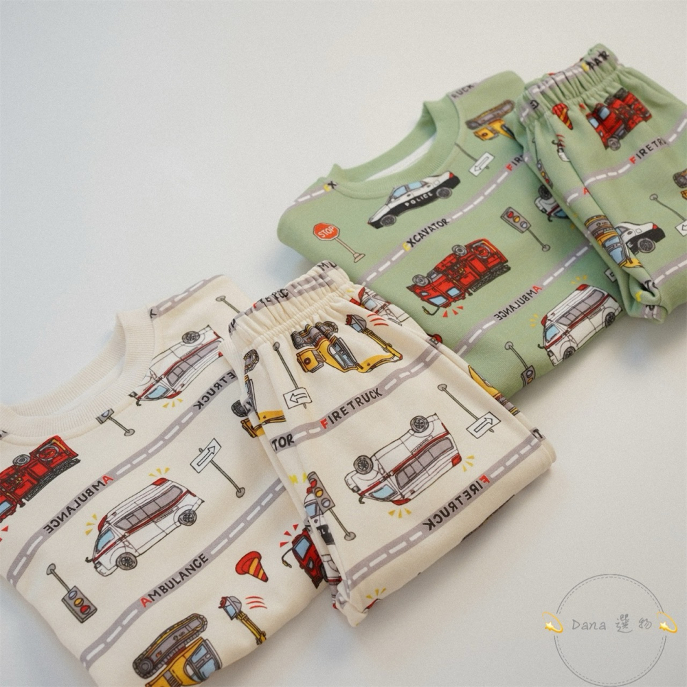 ⚡️Dana 選物⚡️秋季新款卡通汽車滿版兩件套裝-細節圖4