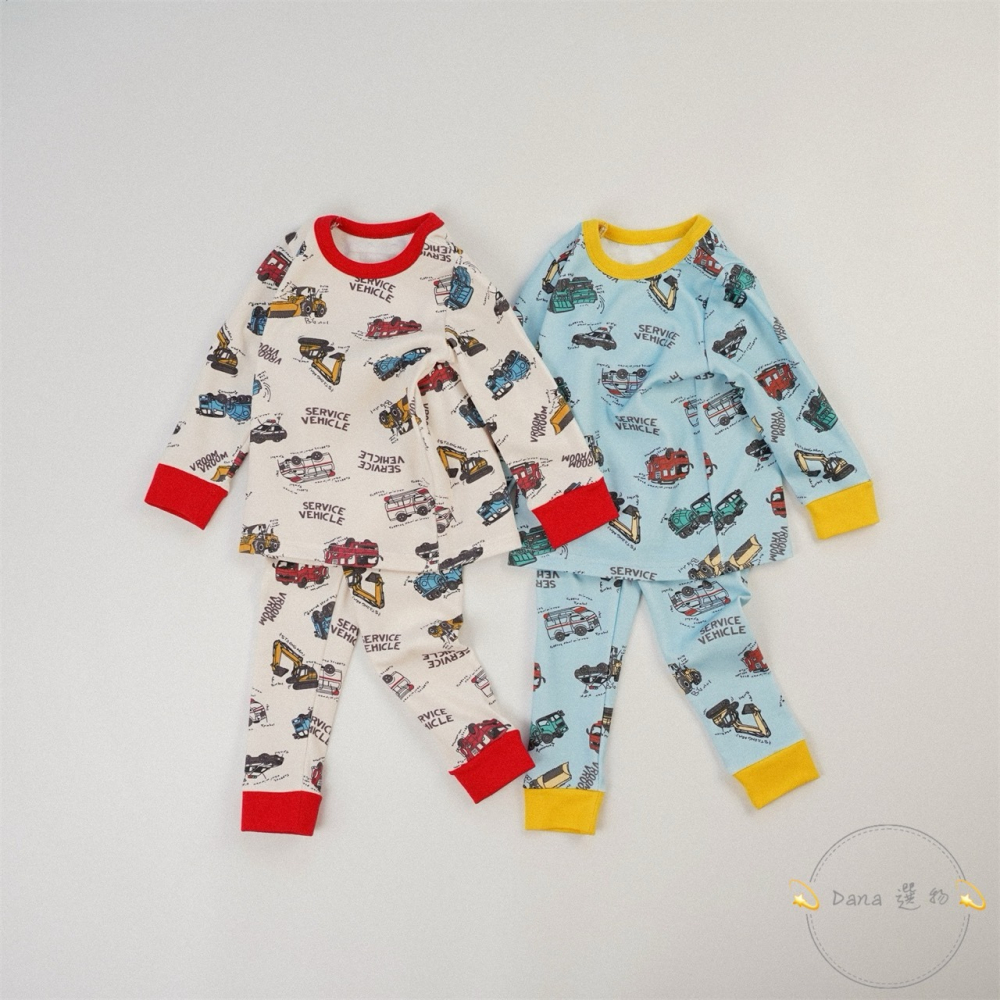 ⚡️Dana 選物⚡️秋冬滿版工程車家居服睡衣套裝-細節圖2