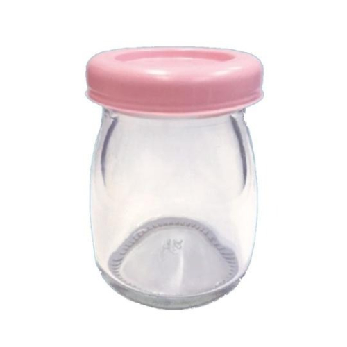 保羅瓶 牛奶瓶 布丁杯 玻璃瓶 附粉色蓋子